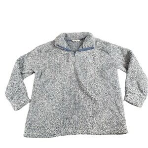 The Royal Standard Pullover Women M Blue Sherpa Fleece Fuzzy 1/4 Zip Cozy Preppy